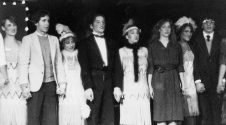 Peter Millrose (2nd from left) and Ben Stiller (4th from left) in Cabaret circa 1983